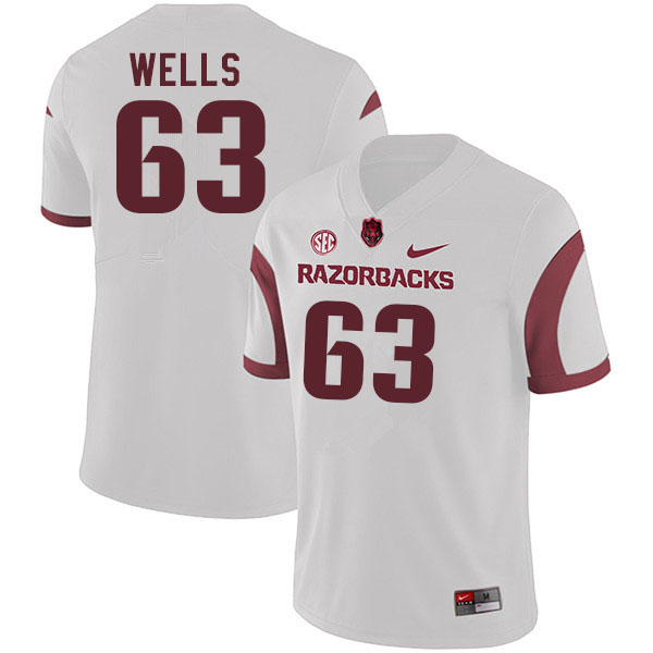 Men #63 Terry Wells Arkansas Razorbacks College Football Jerseys Sale-White